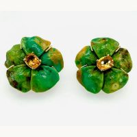 Alessio-Sorrentino-Orecchini-con-Fiori-incisi-in-Turchese-Verde-con-Citrini-ed-argentoSQ